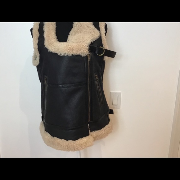 CHLOE LEATHER & SHEARLING VEST MED - Picture 3 of 12